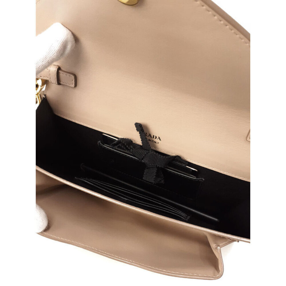Prada Monochrome Leather Crossbody Bag envelope shoulder bag Saffiano Tan - Picture 3 of 9